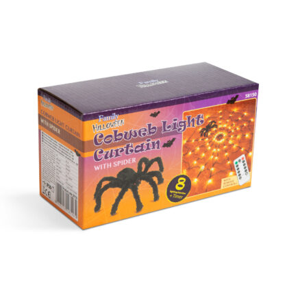 Pókháló fényfüggöny pókkal - melegfehér 60 db LED - USB-s - Image 6