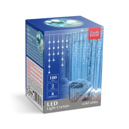 Fényfüggöny - 100 db LED - hidegfehér - hálózati - IP44 - 2,2 m - 8 program - Image 6