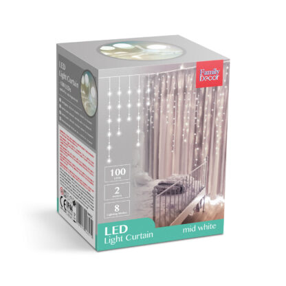 Fényfüggöny - 100 db LED - középfehér - hálózati - IP44 - 2,2 m - 8 program - Image 6