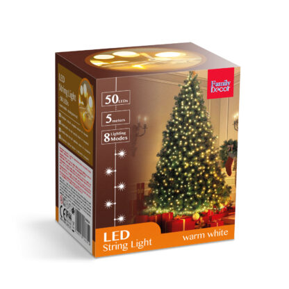 Fényfüzér - 50 db LED - melegfehér - hálózati - 5 m - 8 program - Image 7
