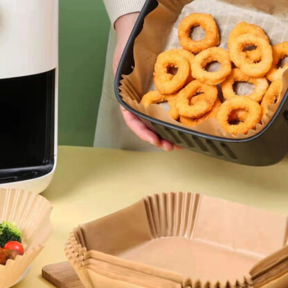 Air fryer sütőpapír - olaj nélküli sütőhöz - négyzet - 23 cm - 50 db / csomag - Image 7