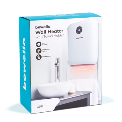Fali hősugárzó törölközőtartóval - 800/2000W - 240V - fehér - Image 7